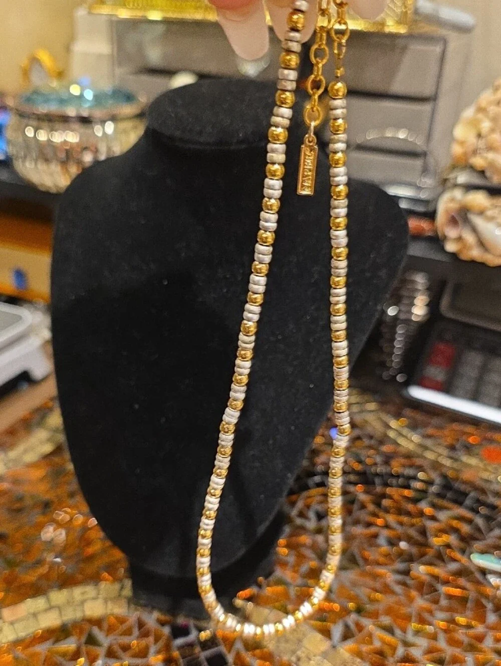 Napier Gold and Silver Beaded Necklace